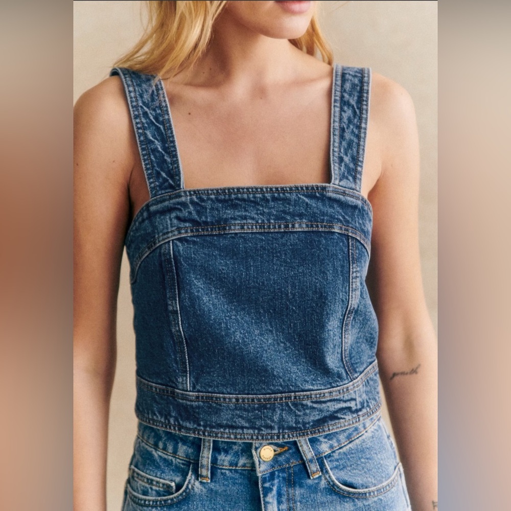 Sézane Hermance Top - blue denim top - Picture 3 of 10